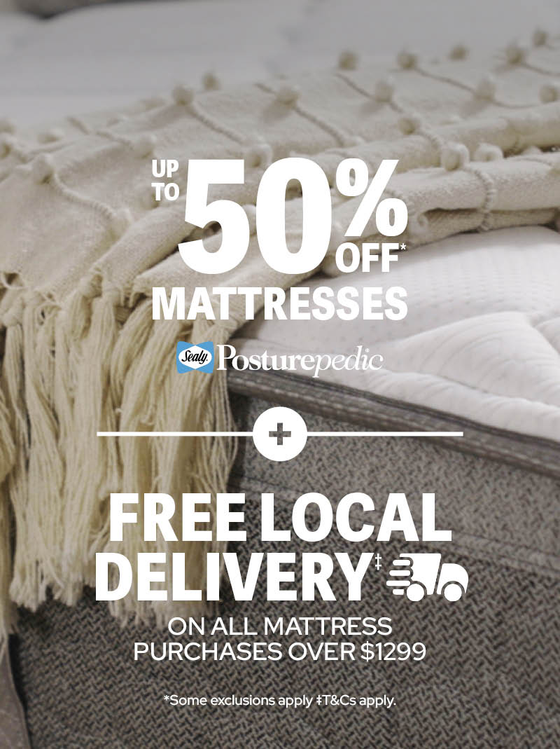 Up to 50% off* Mattresses Plus Free Local Delivery over $1299
