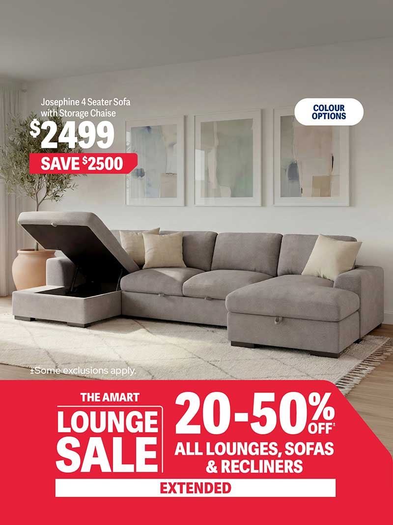 20-50% OFF ALL LOUNGES, SOFAS & RECLINERS EXTENDED