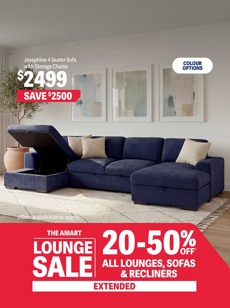 20-50% OFF ALL LOUNGES, SOFAS & RECLINERS EXTENDED