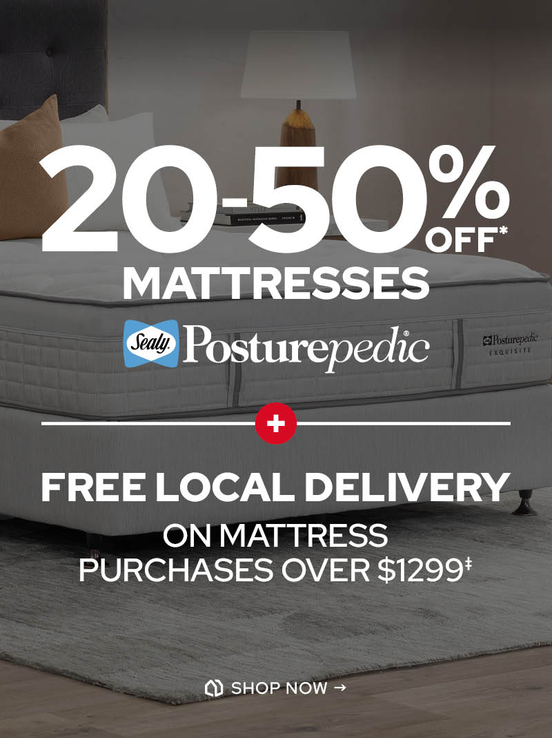 20-50% off Mattresses + Free Local Delivery All Mattresses Over $1299
