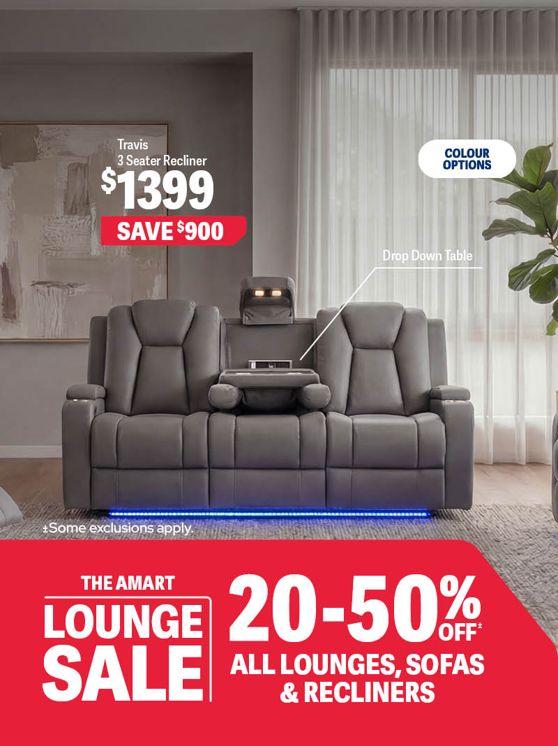 20-50% OFF ALL LOUNGES, SOFAS & RECLINERS