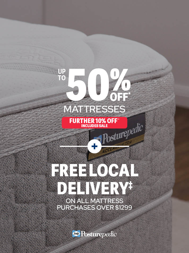 50% off Mattresses + Free Local Delivery All Mattresses Over $1299