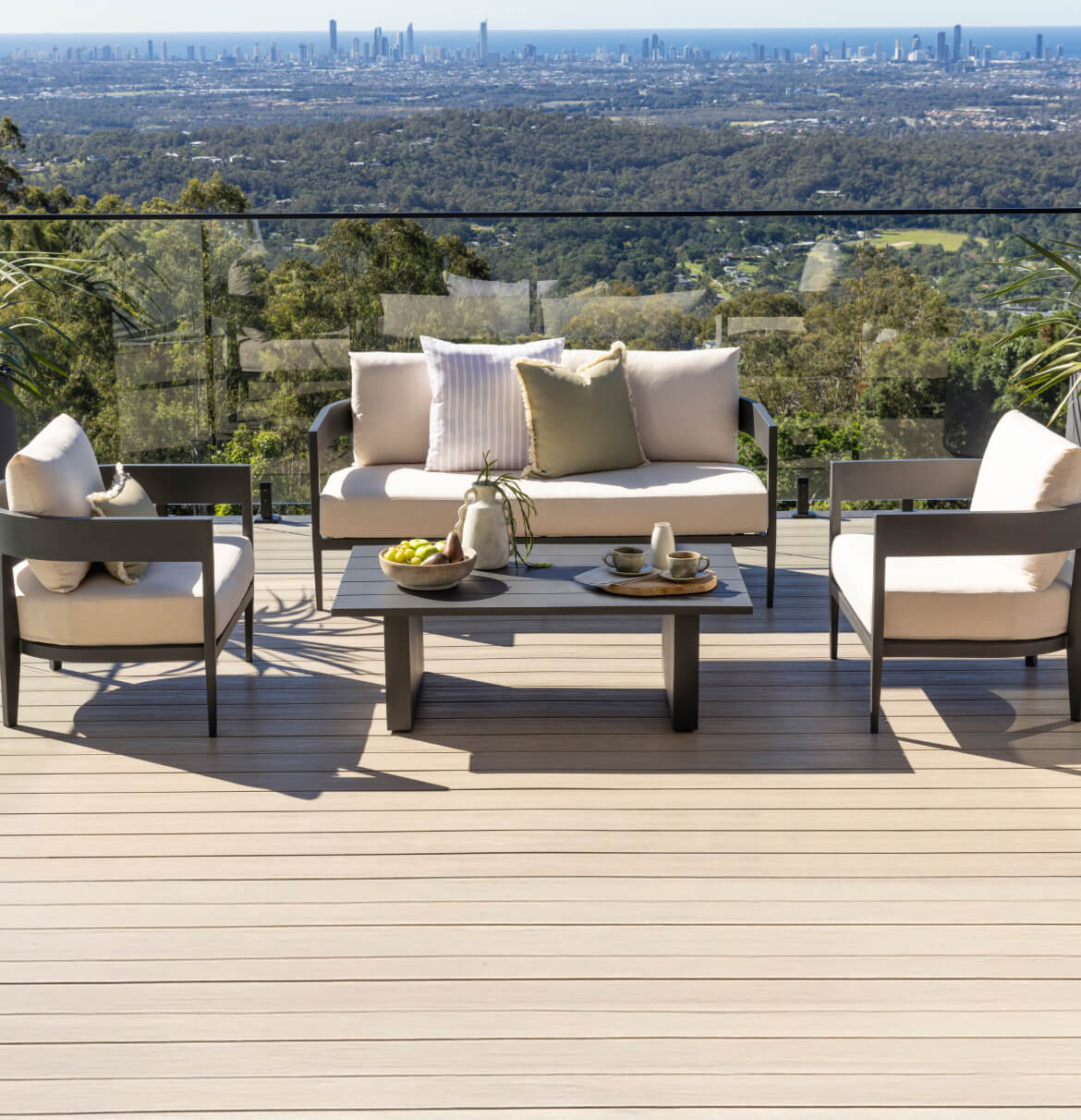 Conjola lounge suite set on deck overlooking city