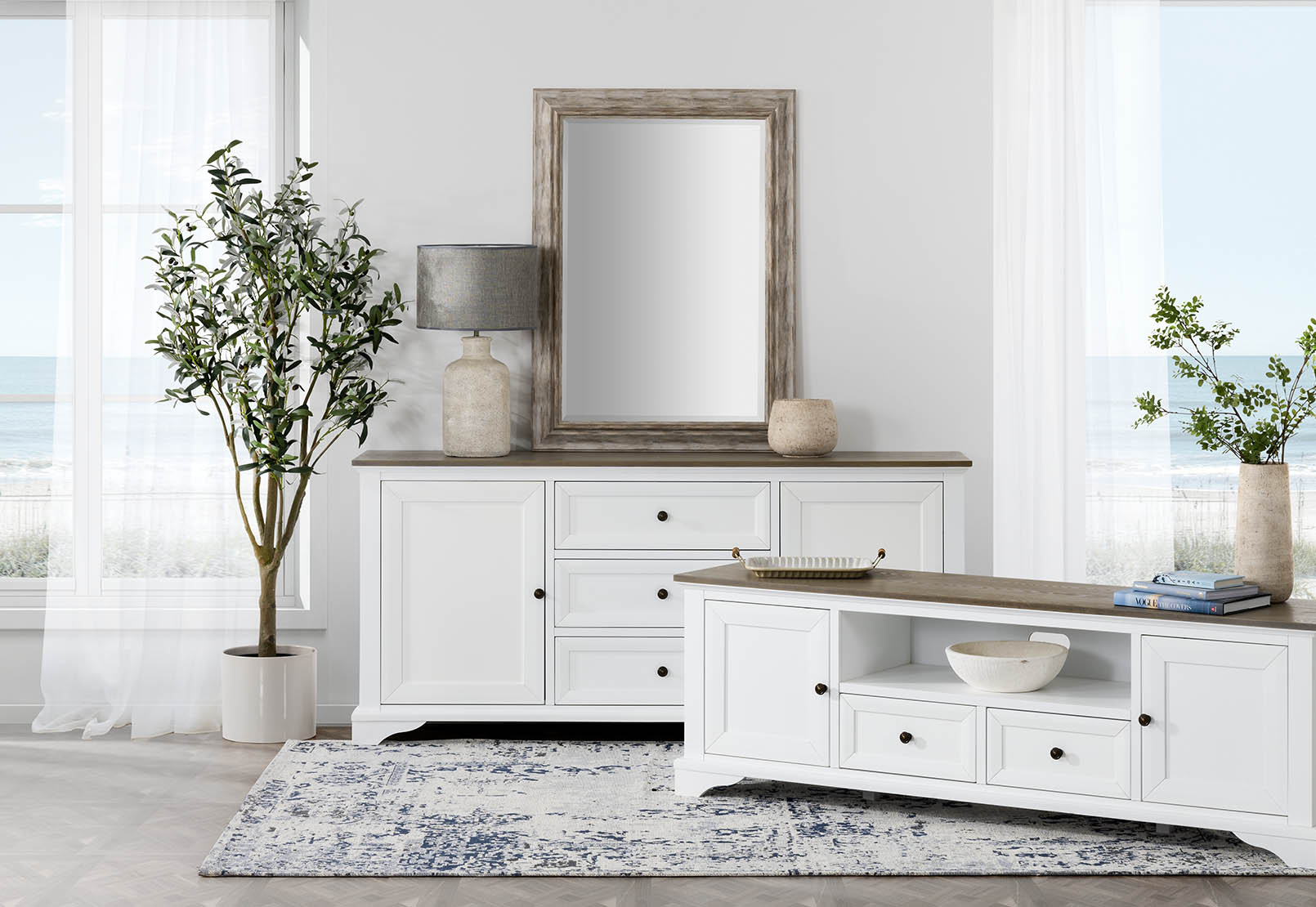 WHITE/GREY MARSEILLE Buffet Amart Furniture