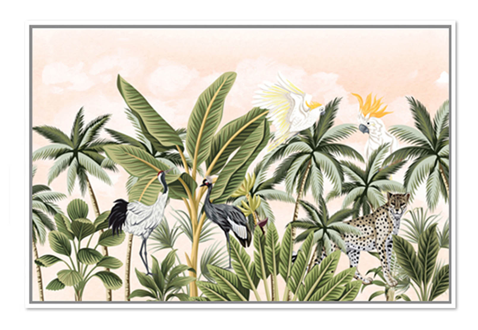 GREEN GREER Animal Palms Framed Canvas Wall Art 50x70cm Amart Furniture