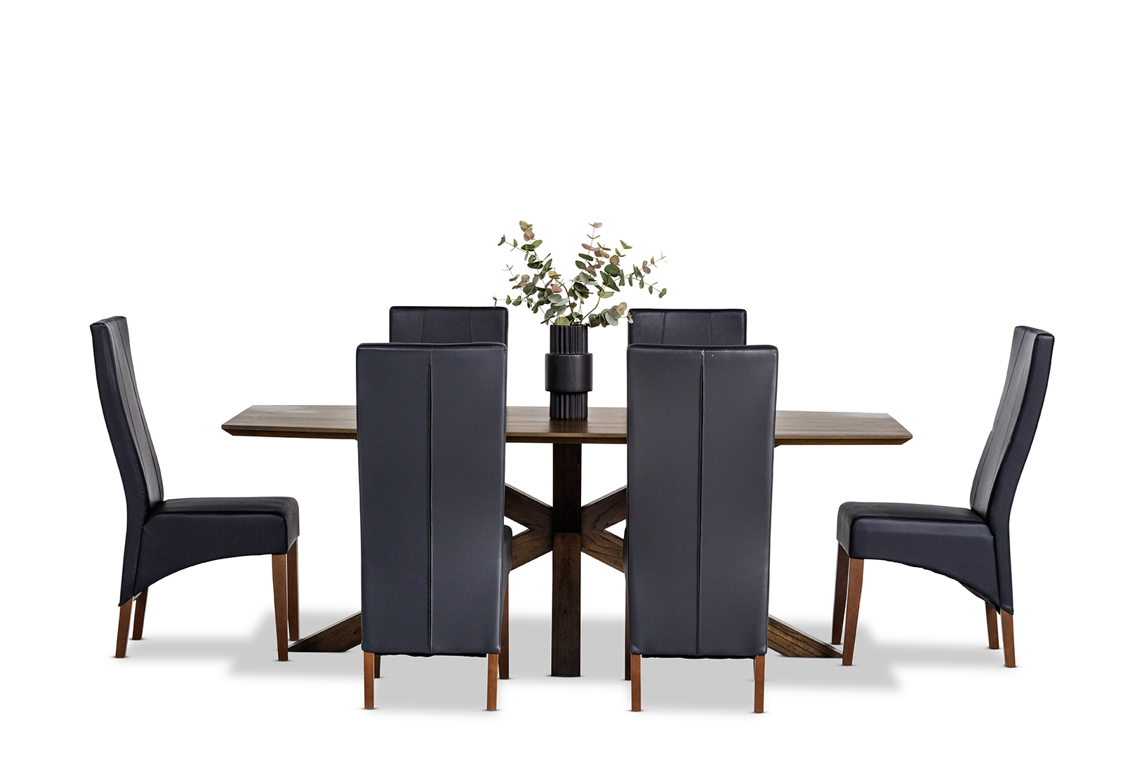 WALNUT/BLACK AUGUSTUS 7 Piece Dining Suite