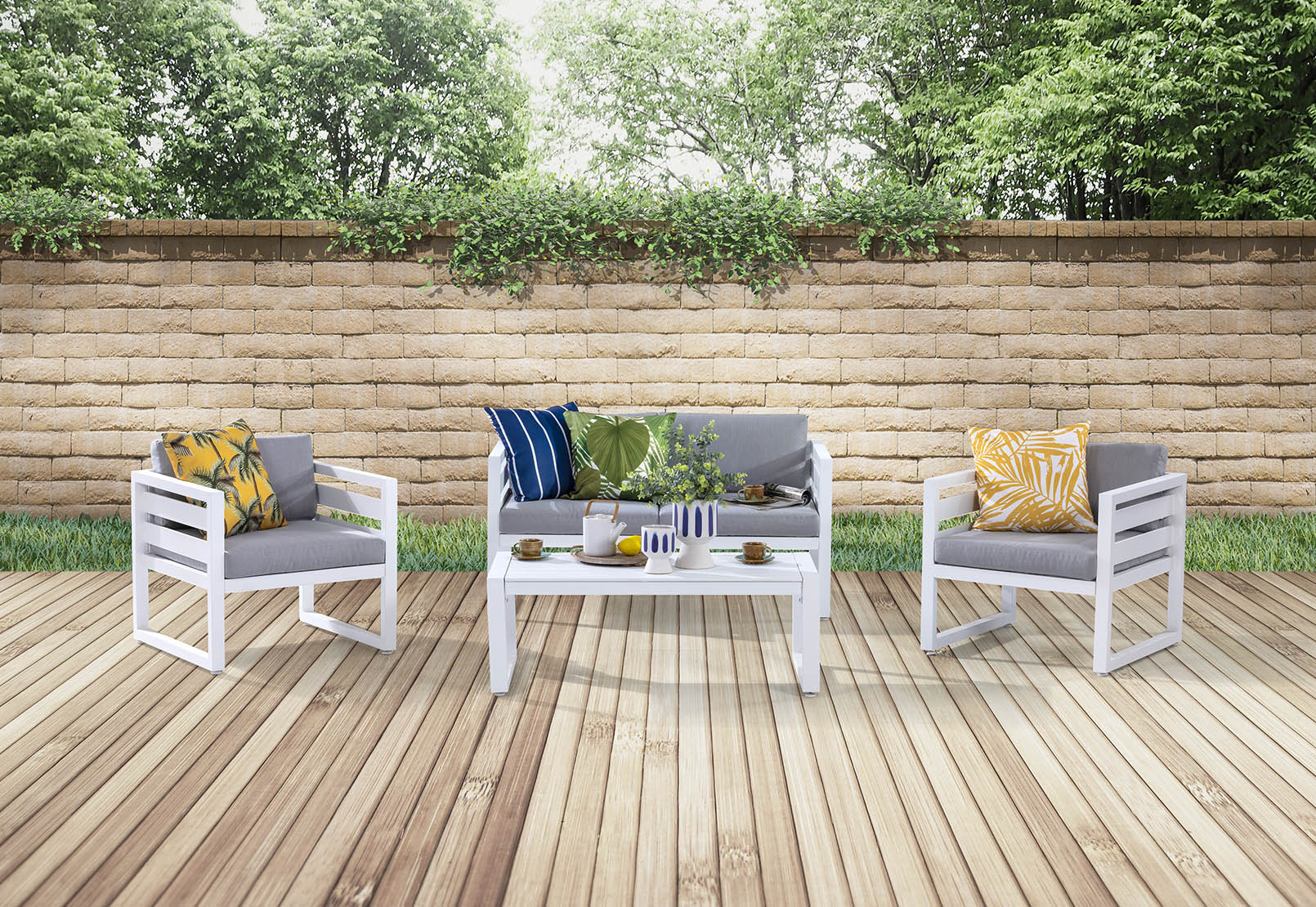 WHITE HAVENCOURT 4 Piece Outdoor Lounge Setting Amart Furniture