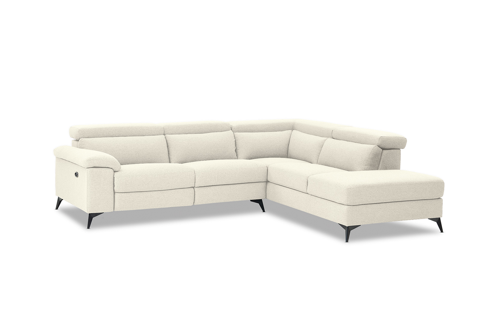 BEIGE FORTEO Fabric RHF Corner Chaise with Electric Recliner