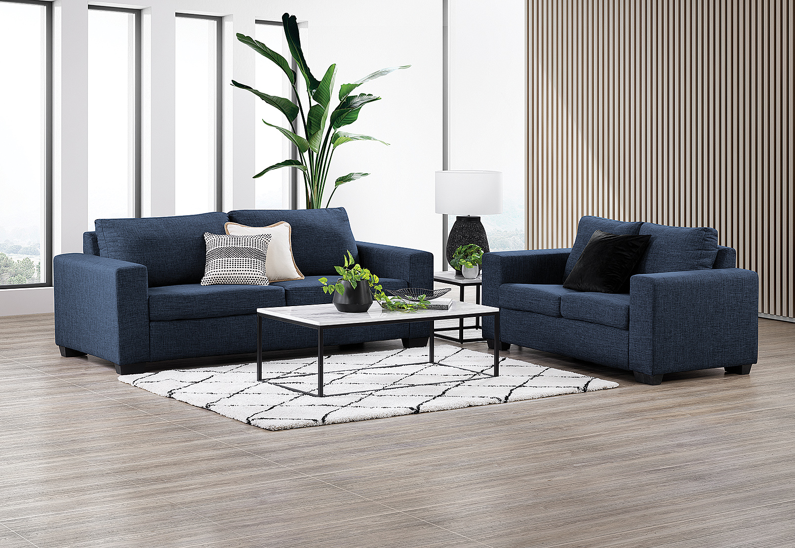 NAVY BONZA Fabric Sofa Pair