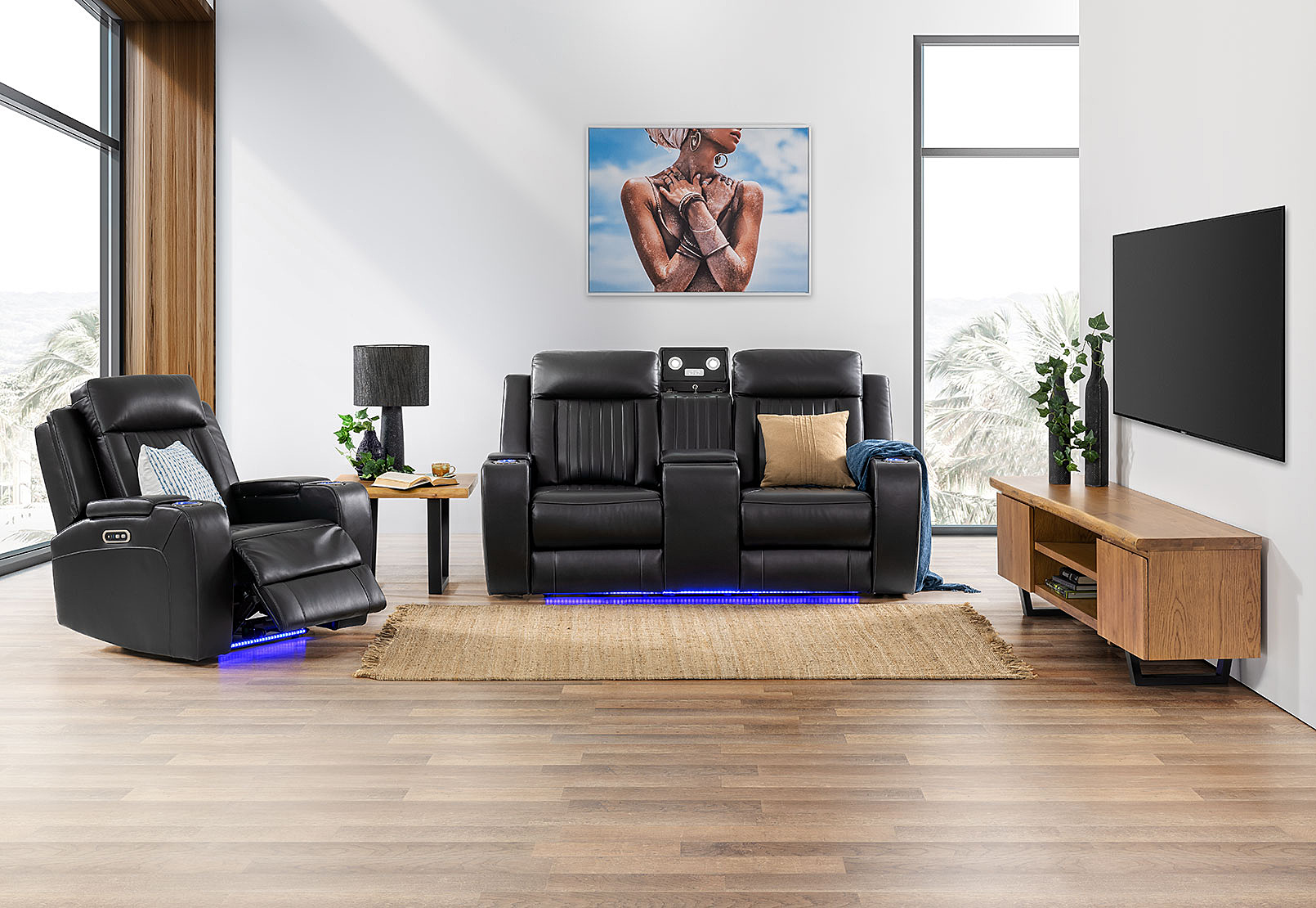 BLACK JULIUS Leather Electric Recliner