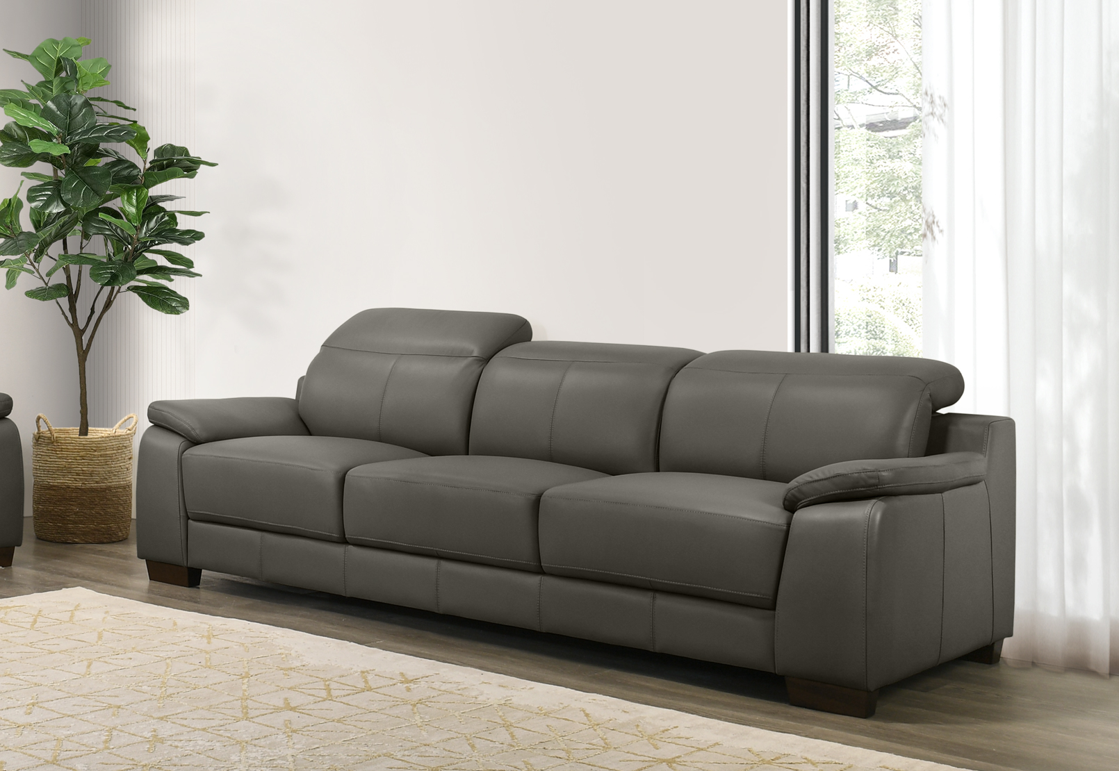 DARK GREY ESCHER LEATHER 3 Seater Sofa dark-grey-escher-leather-3-seater-sofa