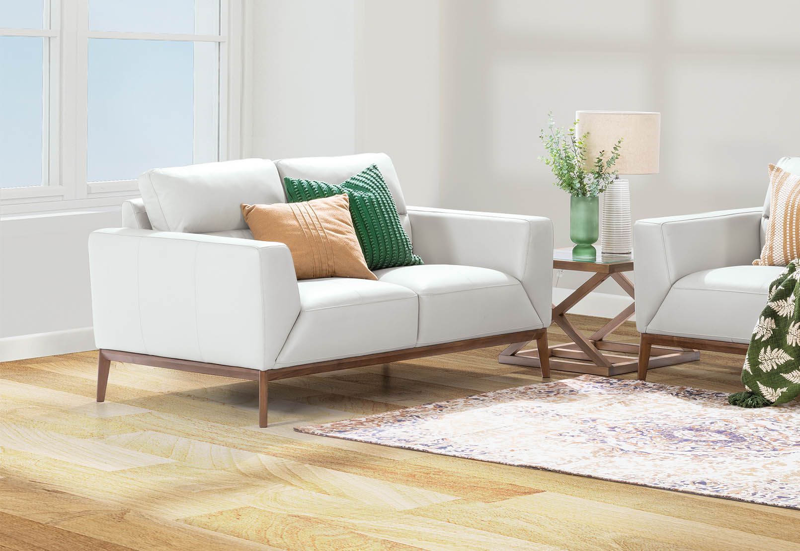 PURE WHITE NIARA Leather 2 Seat Sofa