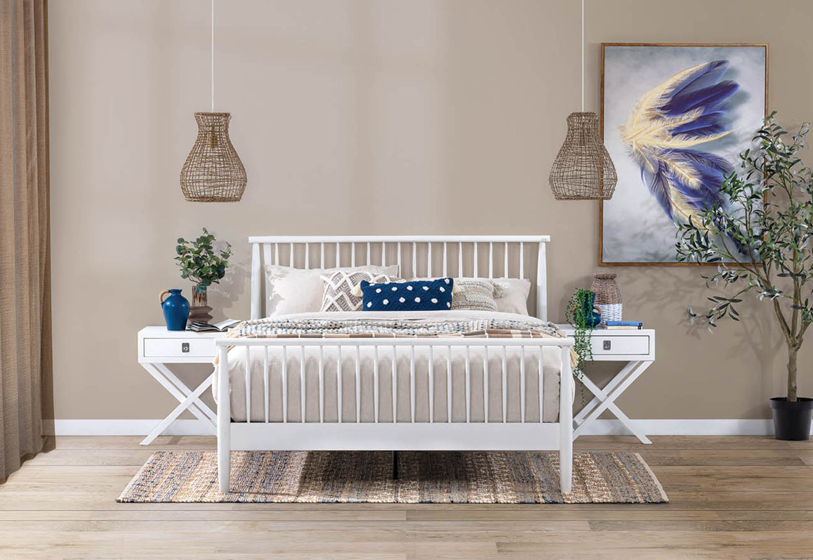 WHITE MALLORY Queen Bed Amart Furniture