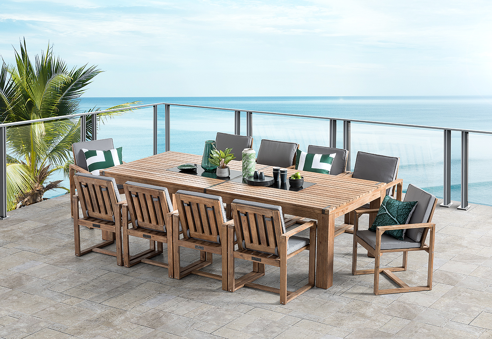 LIGHT GREY SHADOW2 11 Piece Outdoor Setting | Amart Furniture