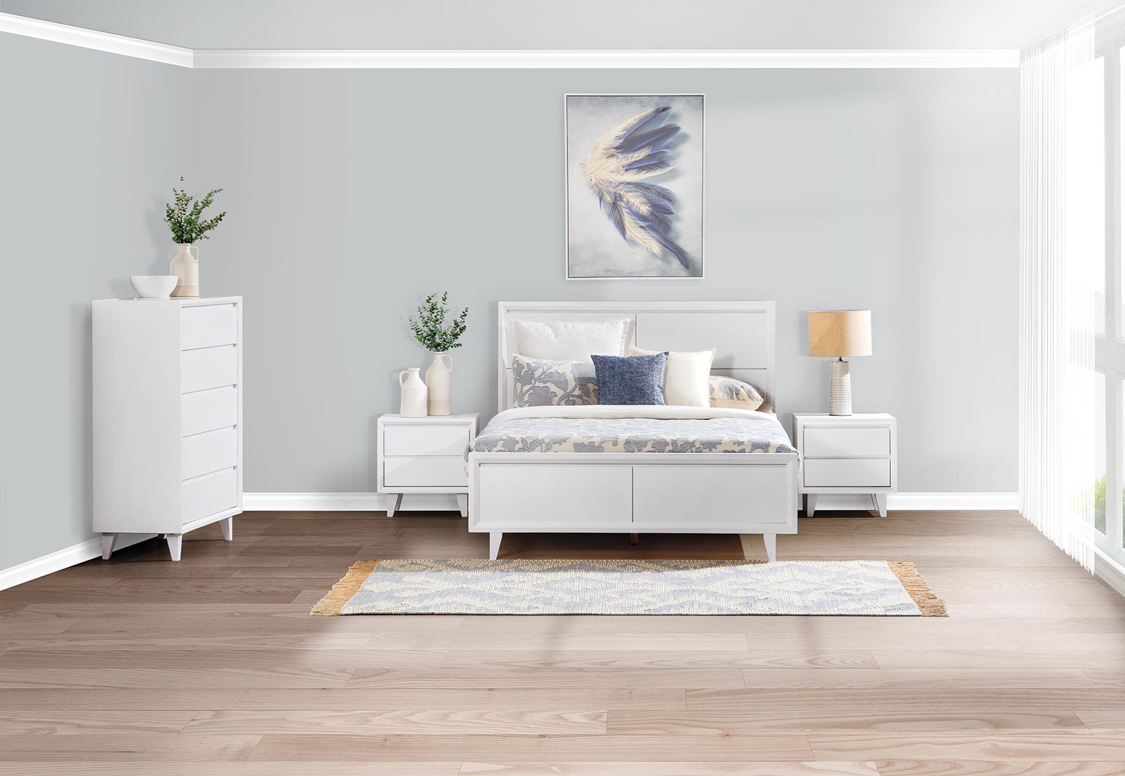 WHITE REIMS 4 Piece Queen Bedroom Suite