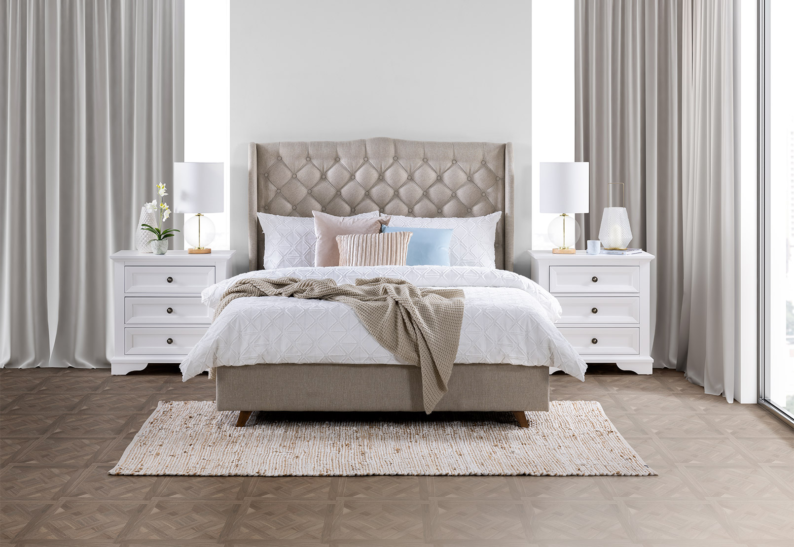 PEBBLE ARAGON Fabric King Bed Amart Furniture