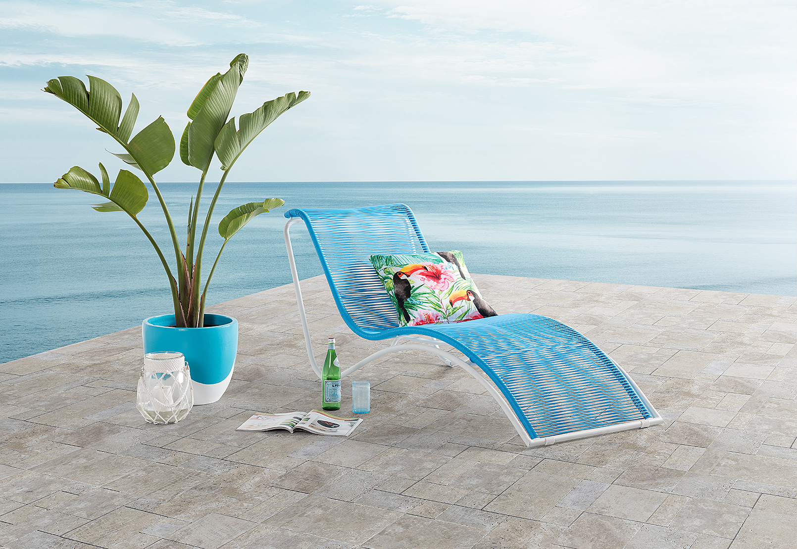 BLUE JOY Outdoor Sunlounge with White Frame Amart Furniture