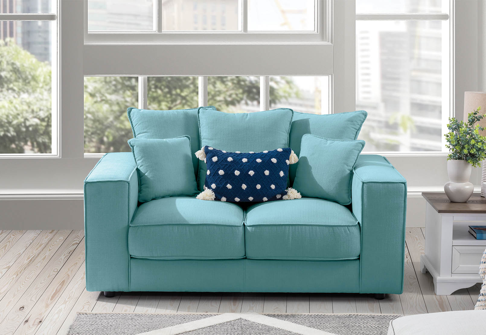 TEAL AIMEE Fabric 2 Seat Sofa