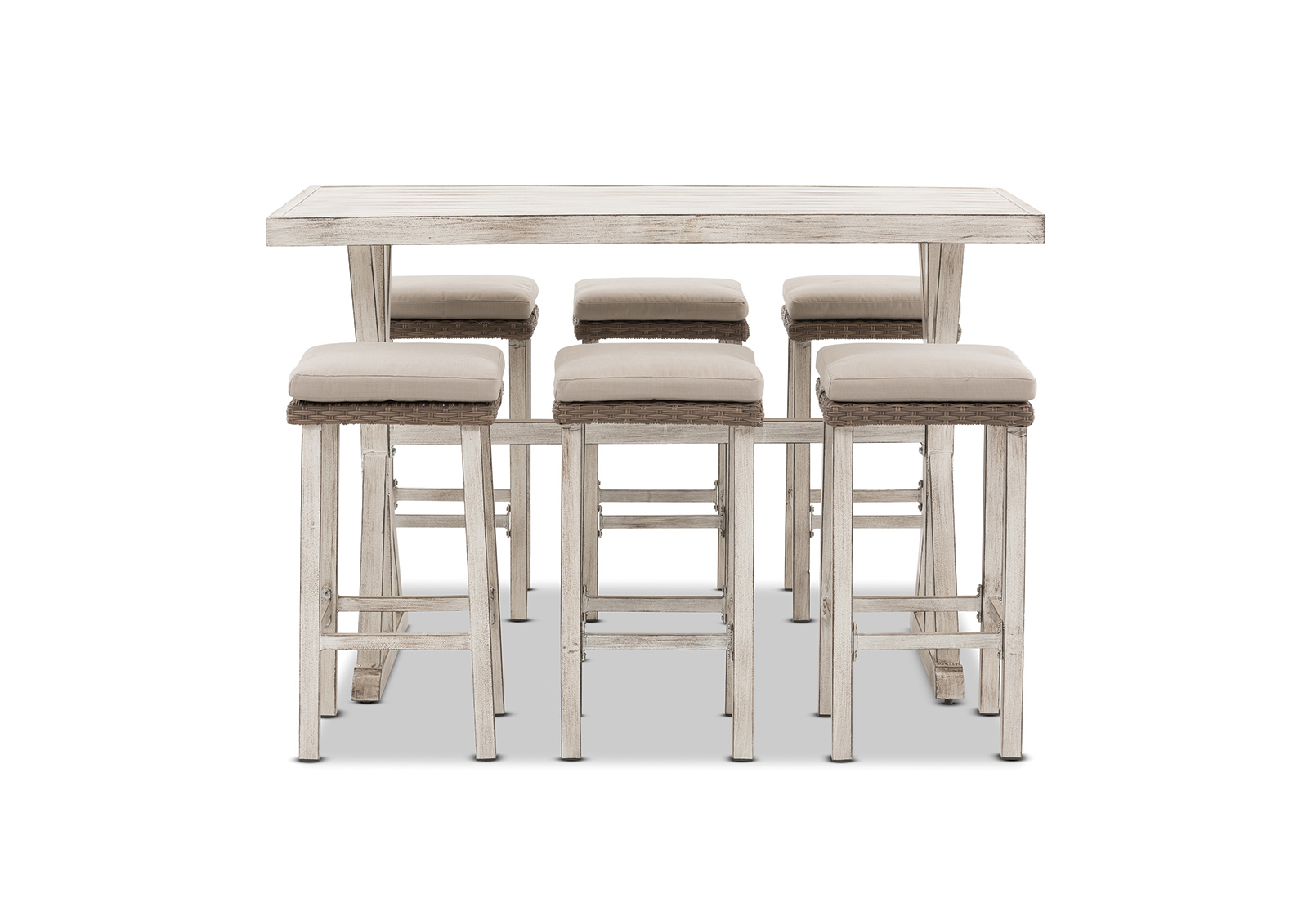 BRUSHED VINTAGE MIAMI 7 Piece Outdoor Bar Setting Amart Furniture