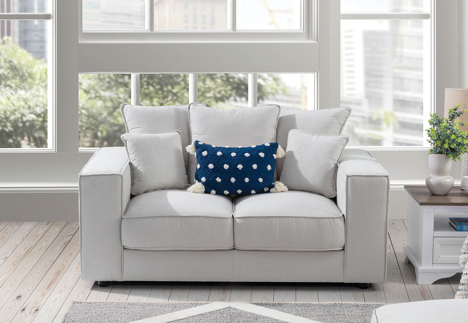 BEIGE AIMEE Fabric 2 Seat Sofa