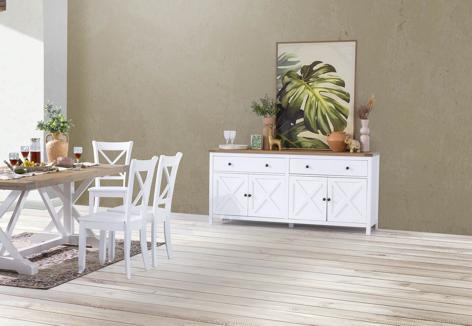 WHITE/OAK NORMANDY Buffet Amart Furniture