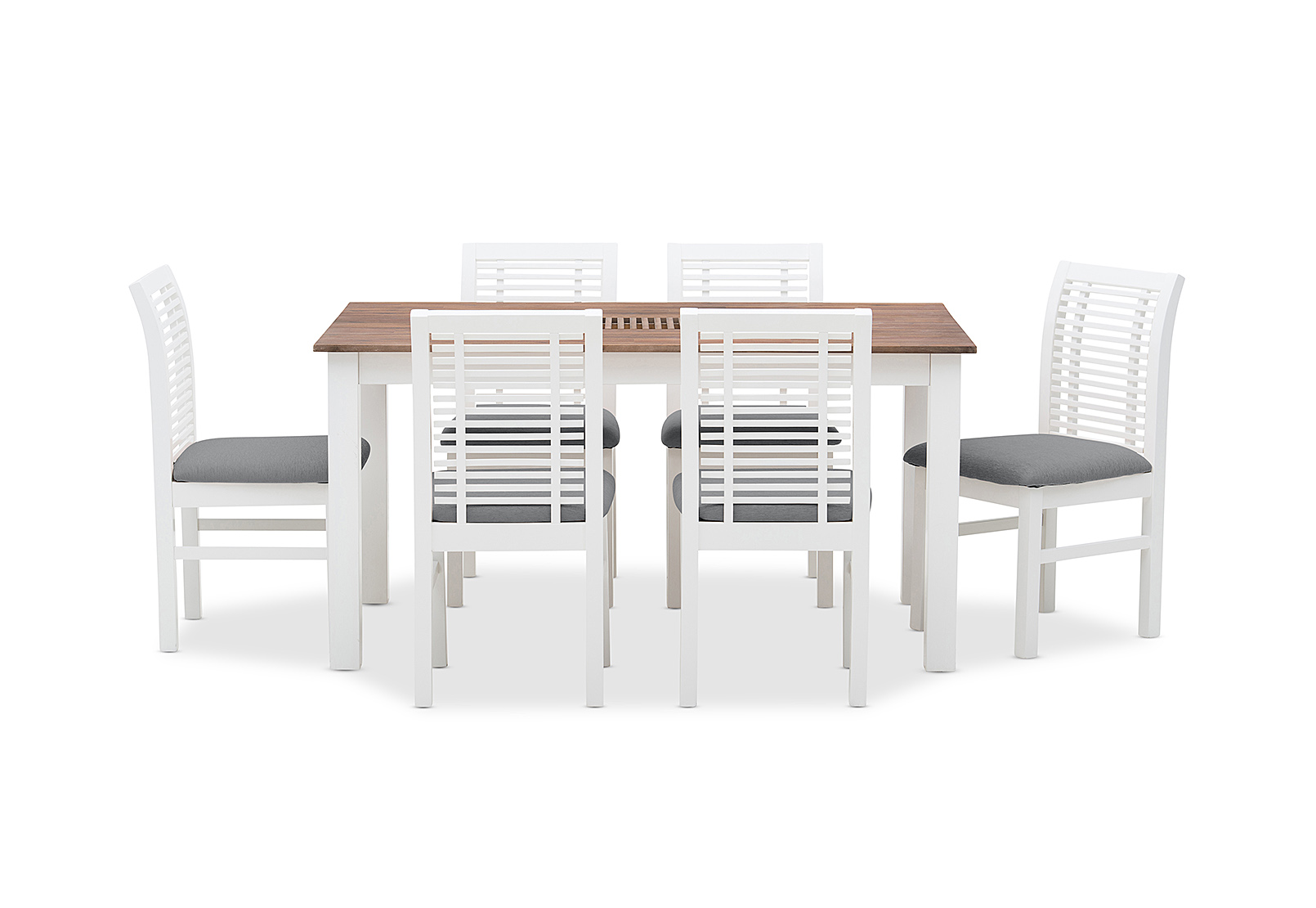 WHITE/PEWTER KOTA 7 Piece Dining Suite