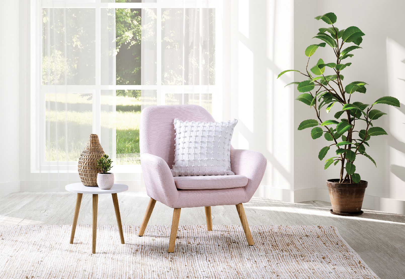 PINK GUYER Fabric Accent Chair