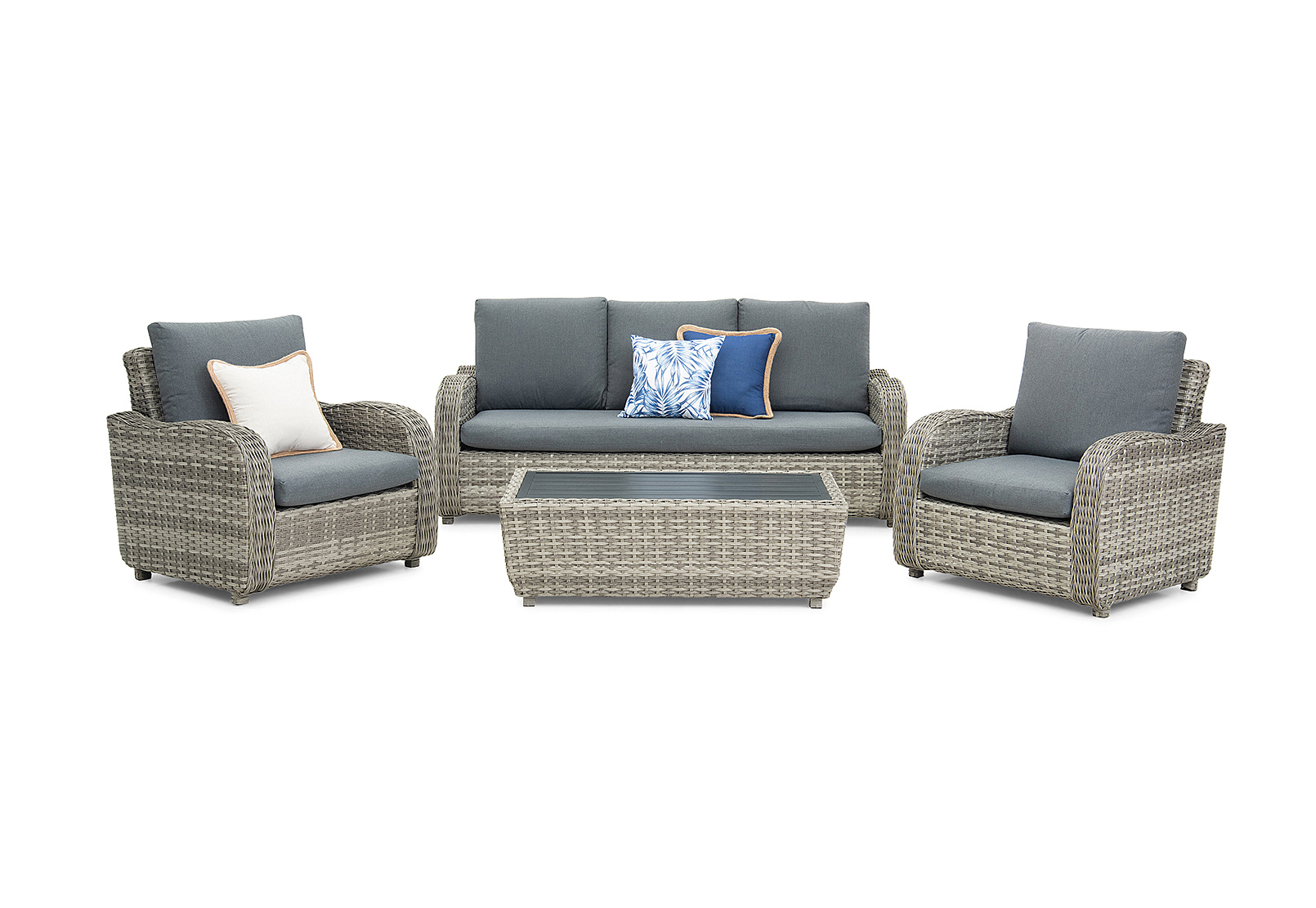GREY IKAROS 4 Piece Outdoor Lounge Setting Amart Furniture