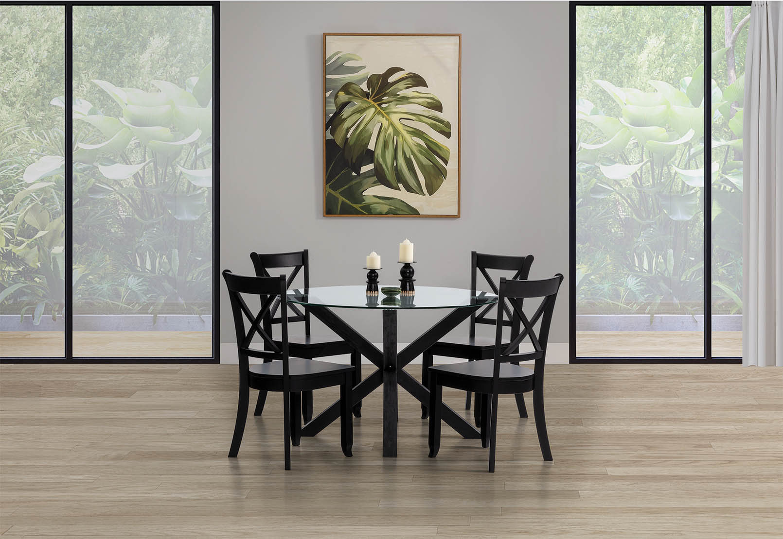 BLACK PROMENADE 5 Piece Dining Suite with Echuca Dining Chairs