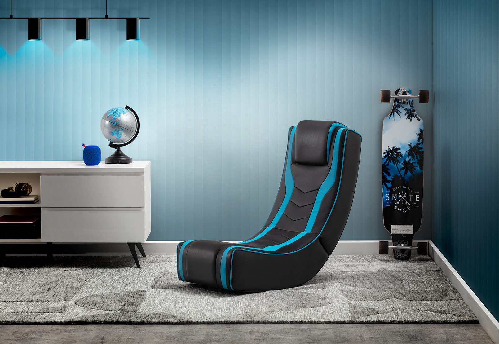 BLACK/BLUE DURAN Rocking Gaming Chair