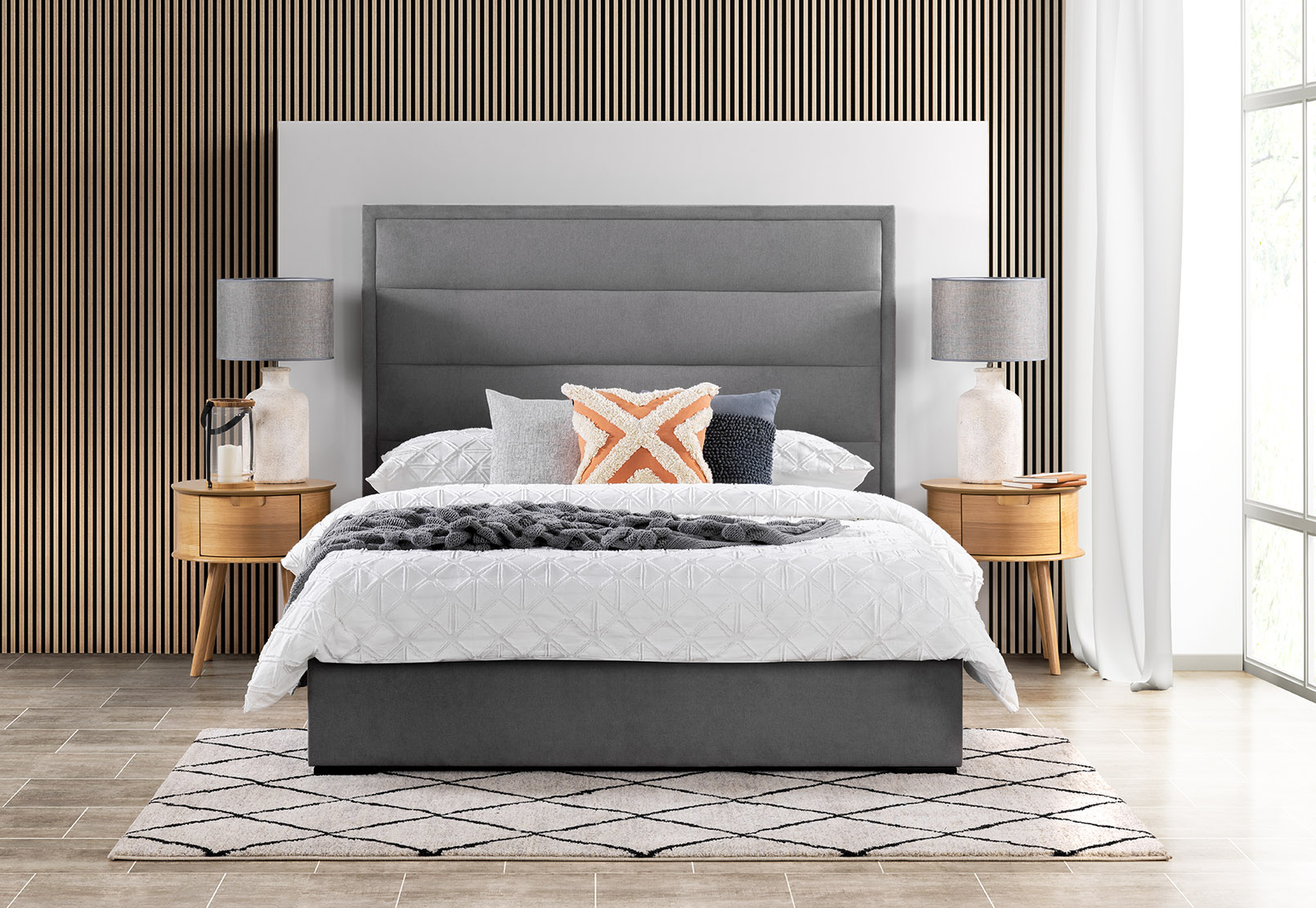 GREY HUMPHREY Queen Bed Amart Furniture