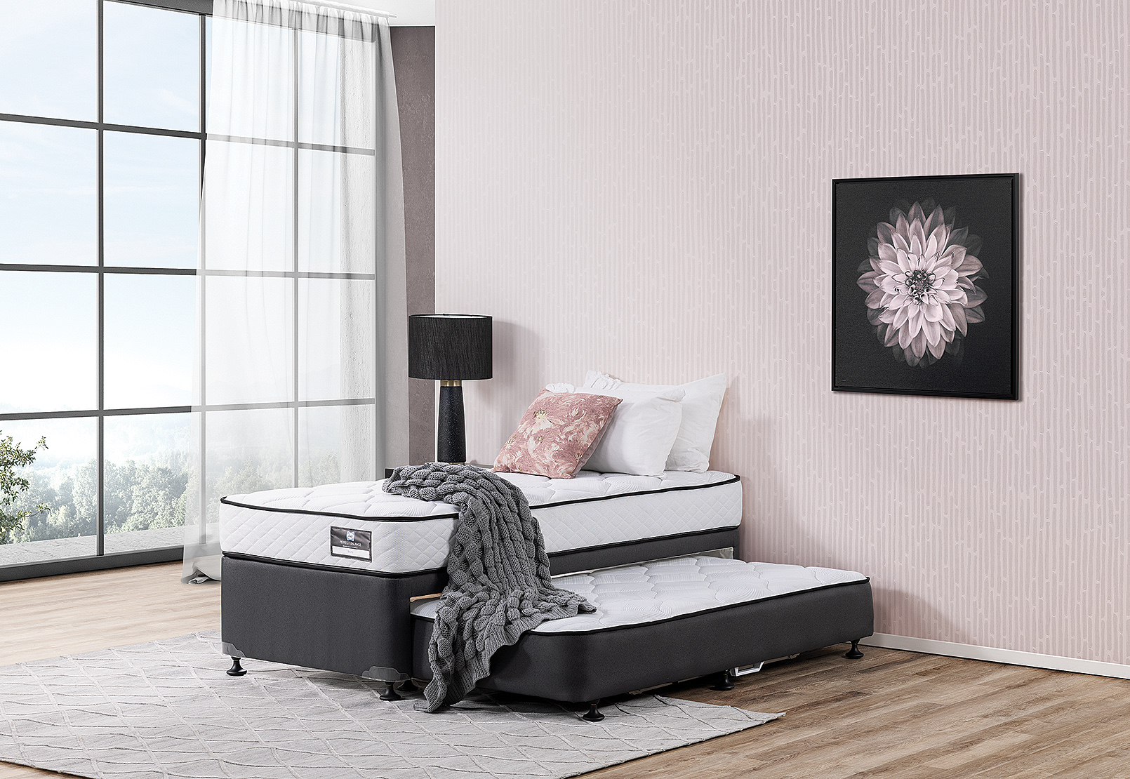 WHITE SINGLES BOUNTY FIRM Single Trundle Package Amart Furniture