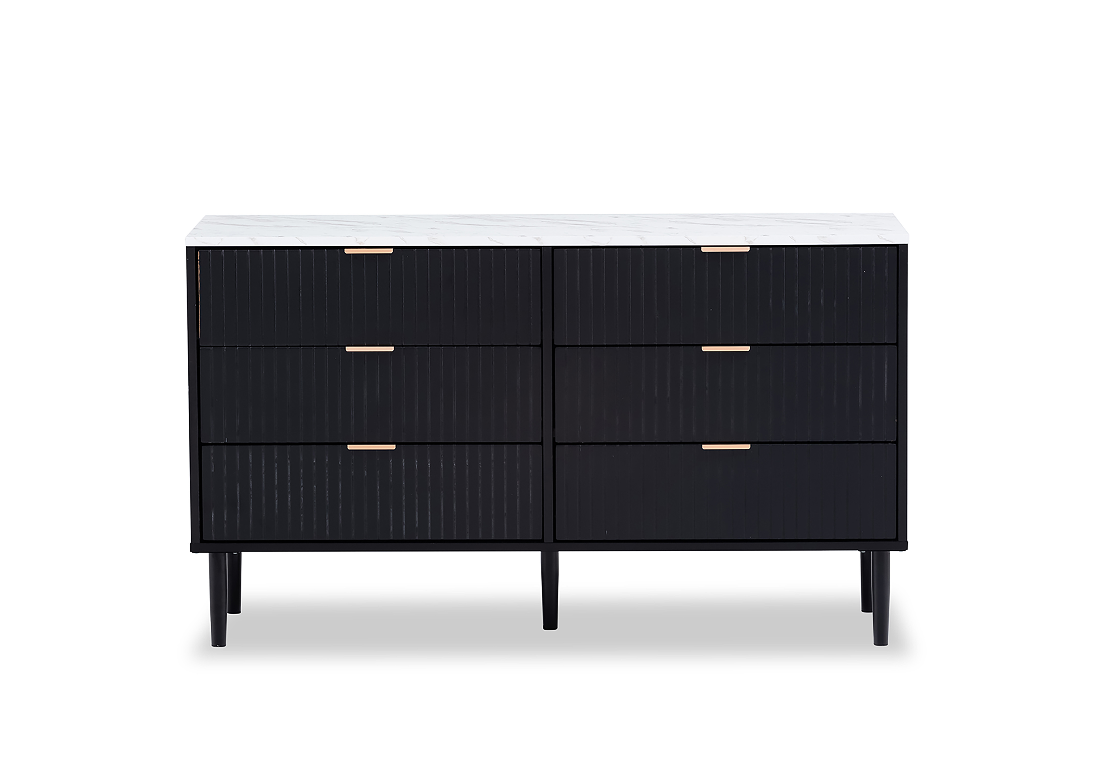 BLACK/MARBLE HOBBS Black/Marble 6 Drawer Dresser Amart Furniture