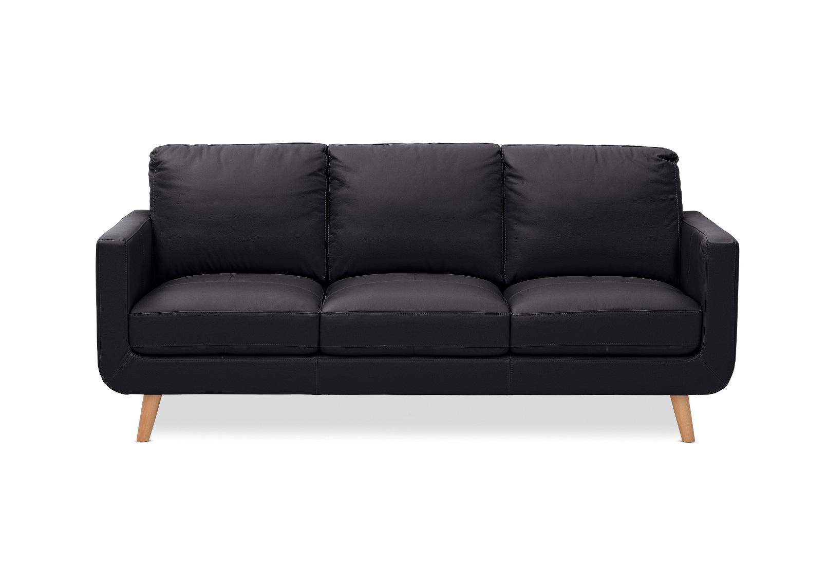 BLACK ELISHA Leather 3 Seater Sofa Amart Furniture