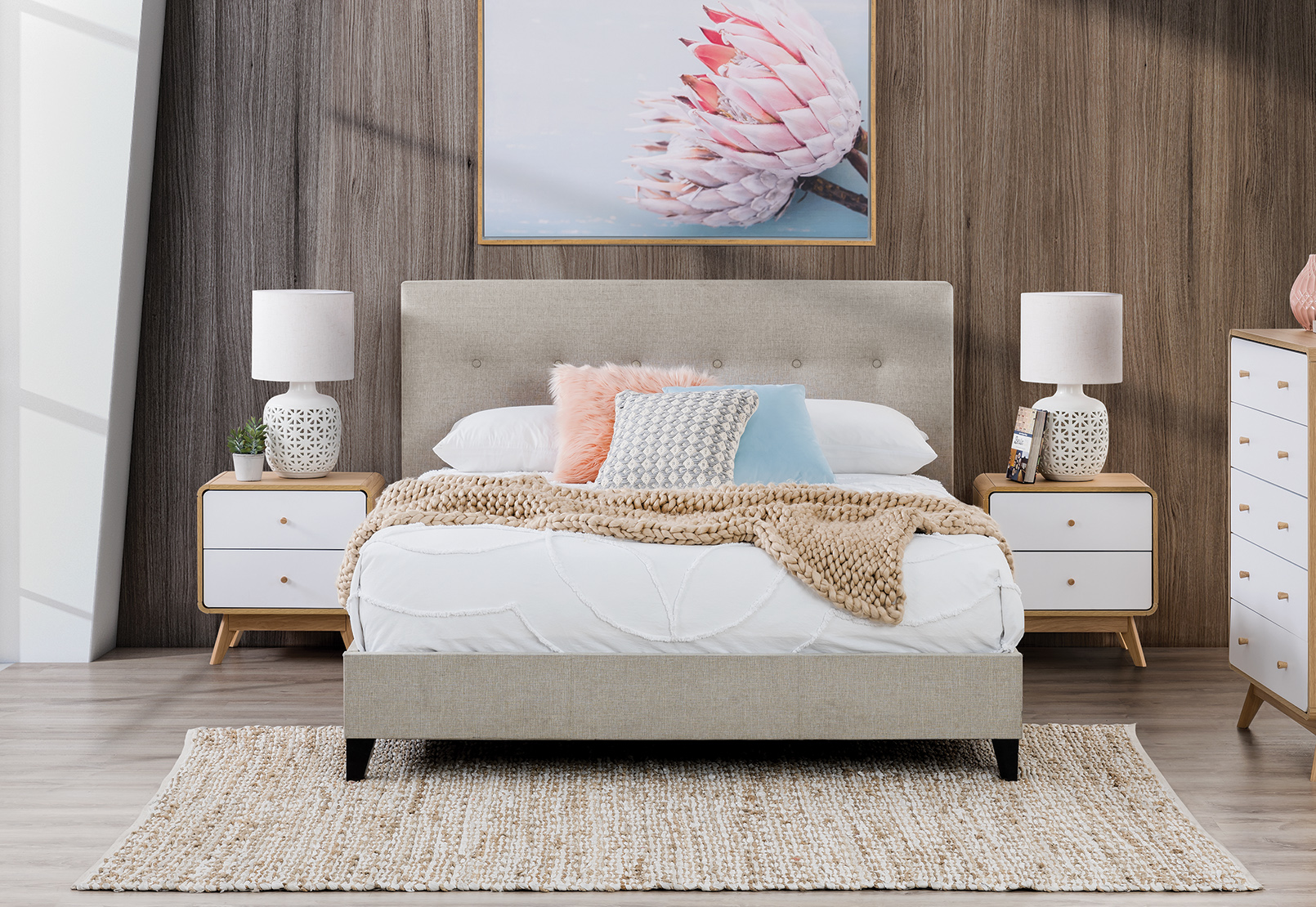 WHEAT SOPHIE MK2 3 Piece Double Bedroom Suite | Amart Furniture