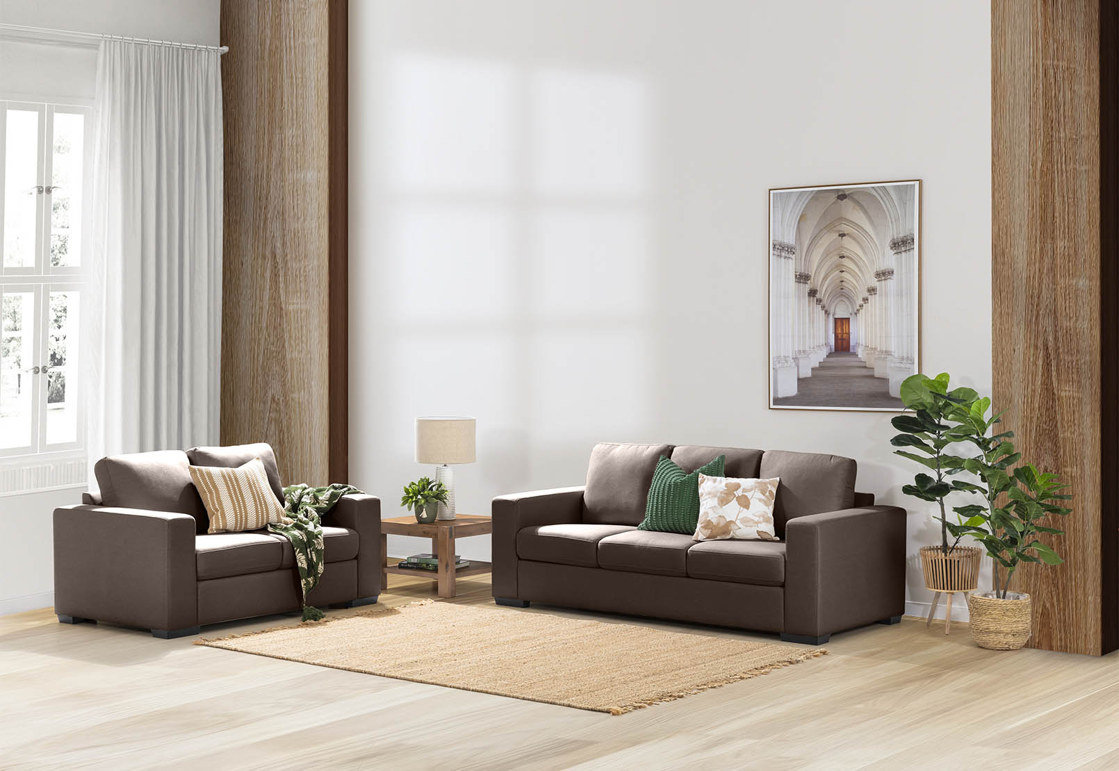 COFFEE KIRBY Fabric 2 Seat Sofa Amart Furniture