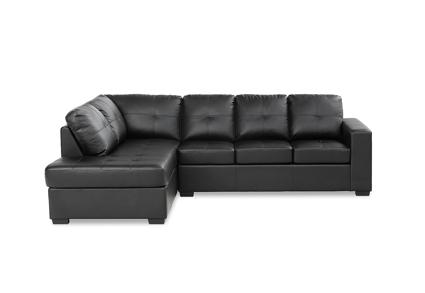 BLACK DIAMOND Leather-Look Left-Hand Facing Corner Chaise with Sofa Bed