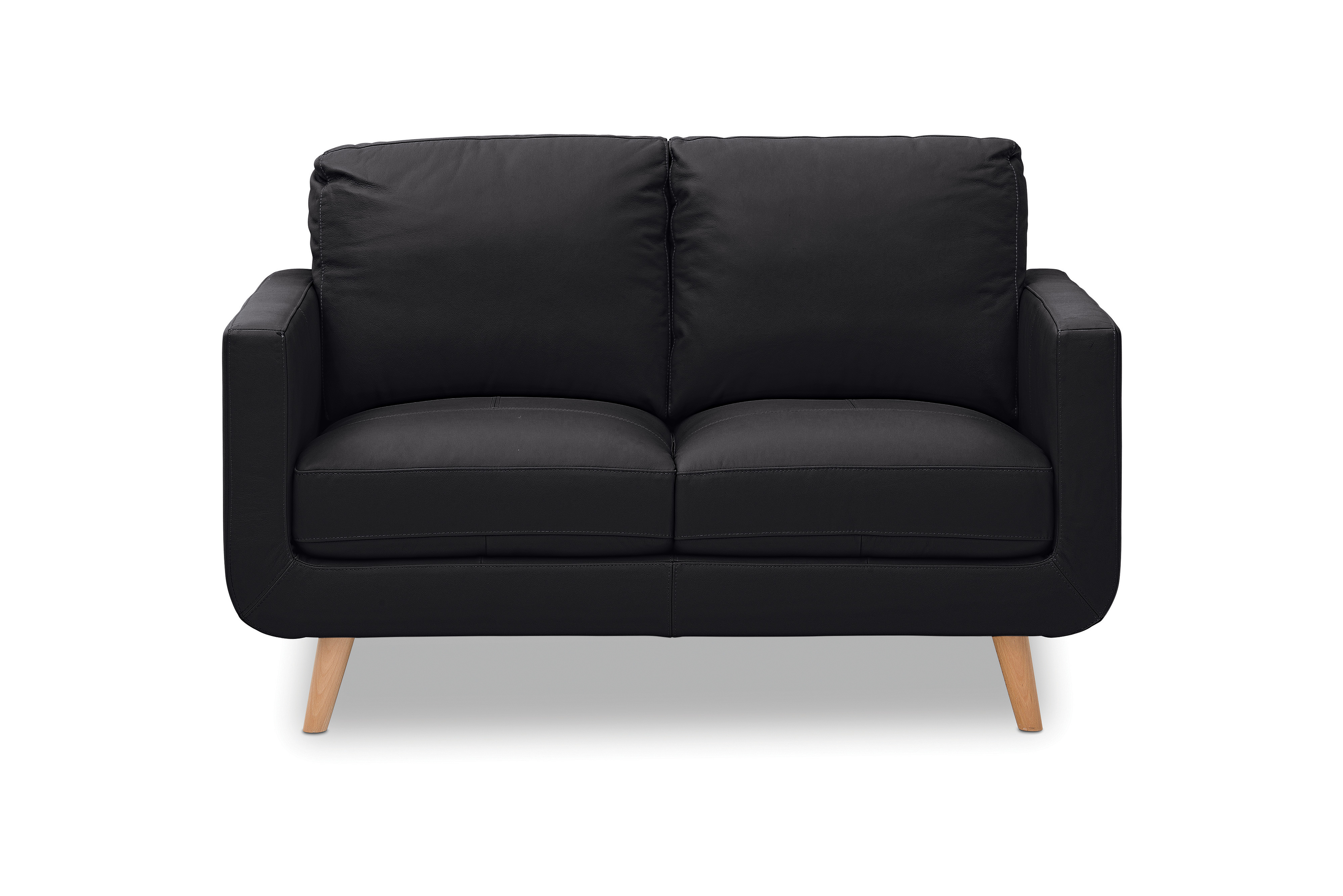 BLACK ELISHA Leather 2 Seater Sofa Amart Furniture