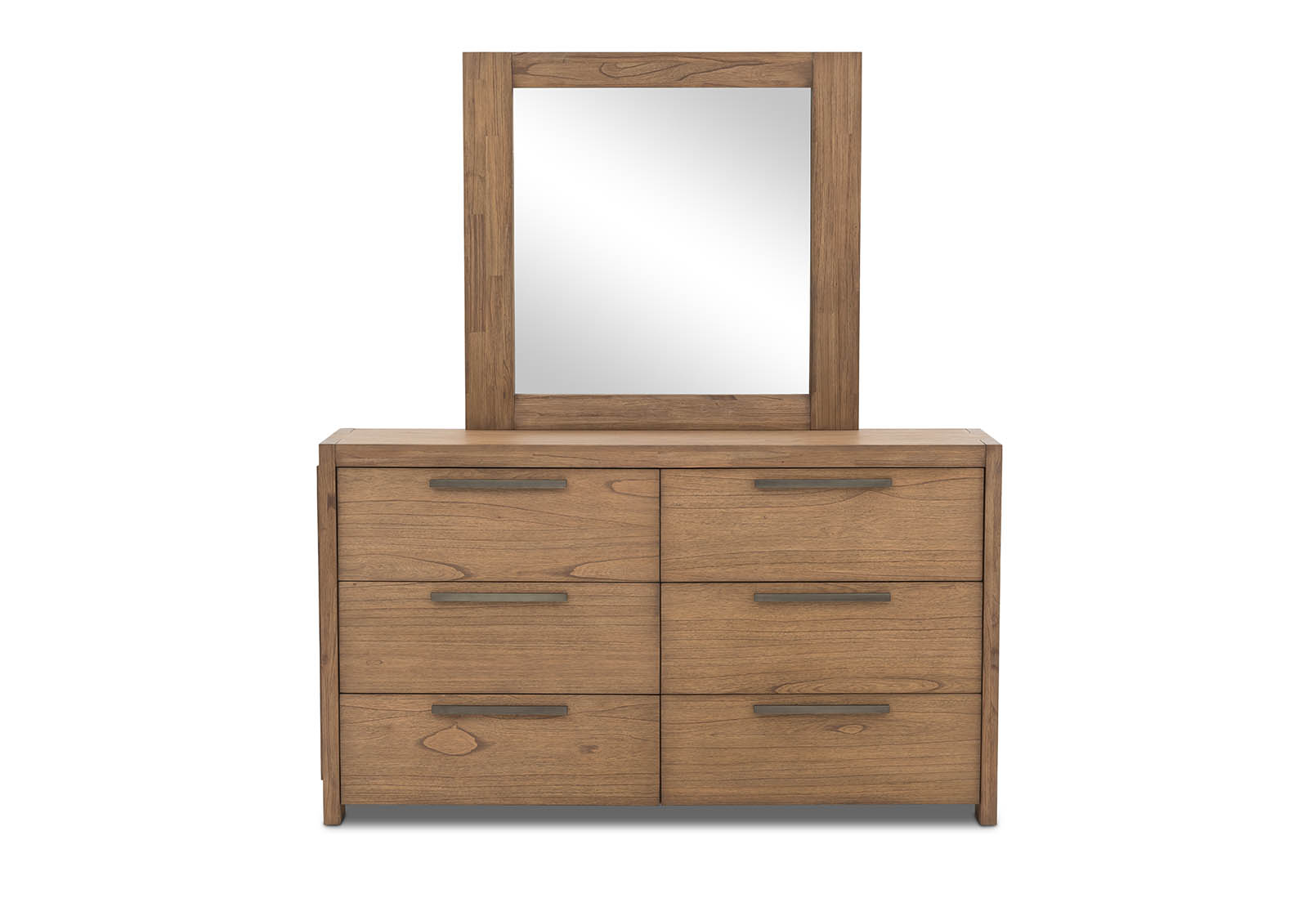 WALNUT ROMULUS 6 Drawer Dresser with Mirror
