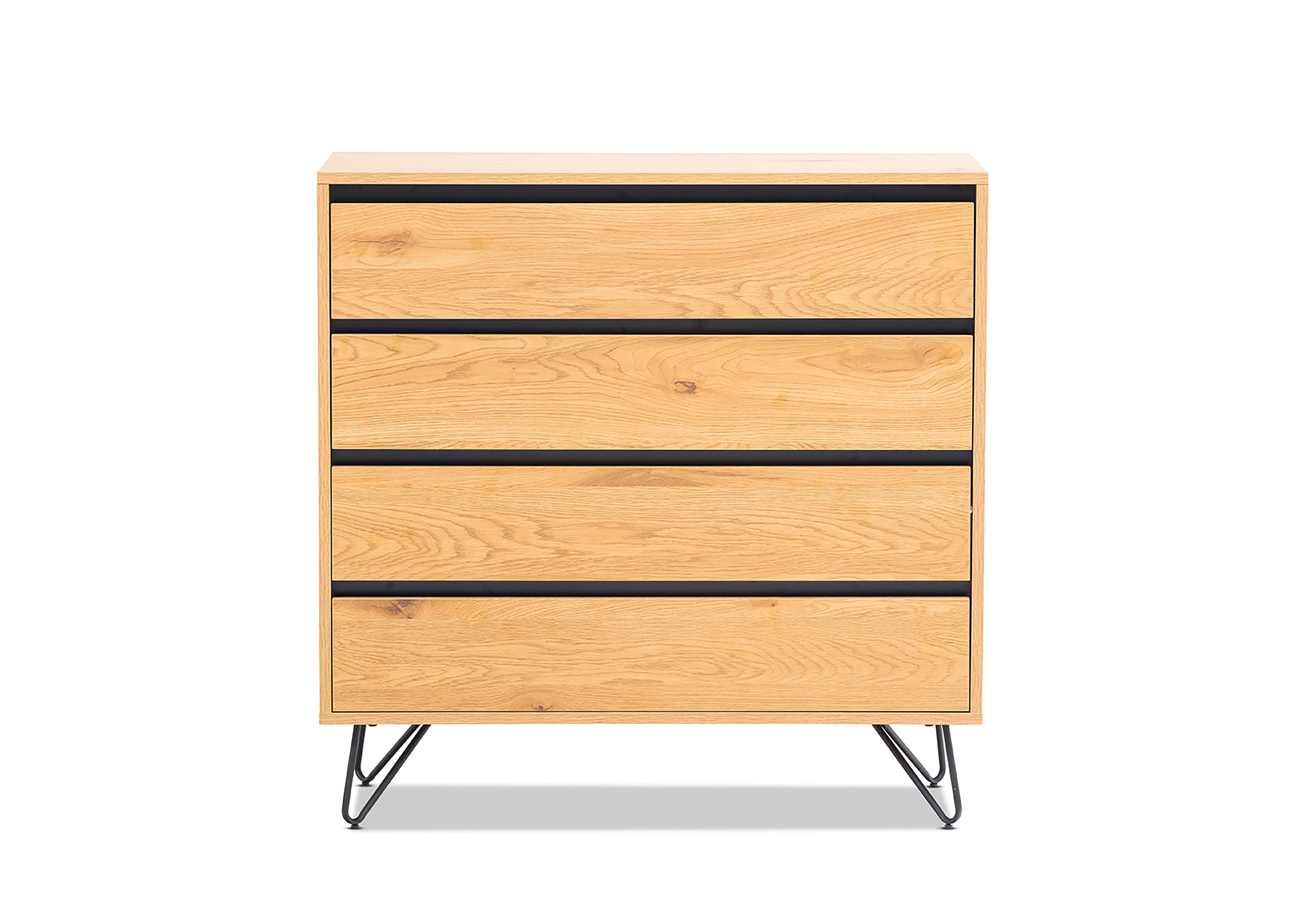OAK/BLACK JARVIS 4 Drawer Tall Chest