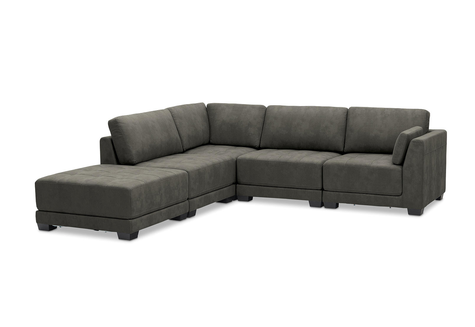 CHARCOAL ELEANOR Fabric 5 Piece Corner Lounge Setting