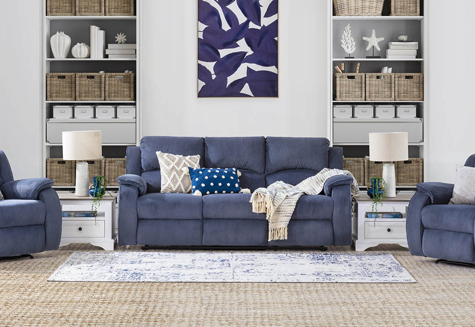 Welsh Fabric 3 Seat Sofa With 2 Electric Recliners Amart