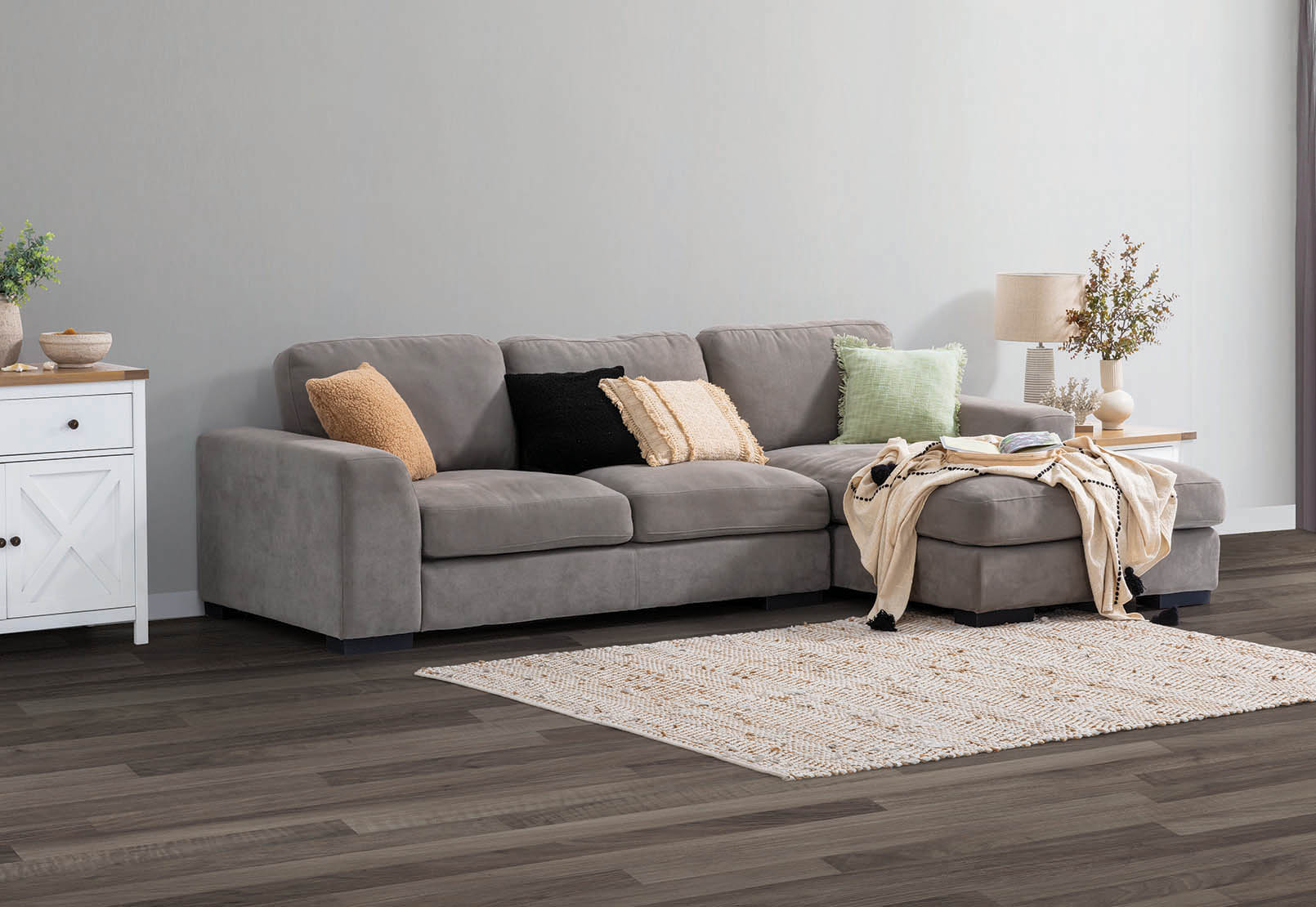 GREY MARLOW Fabric 3 Seater Chaise