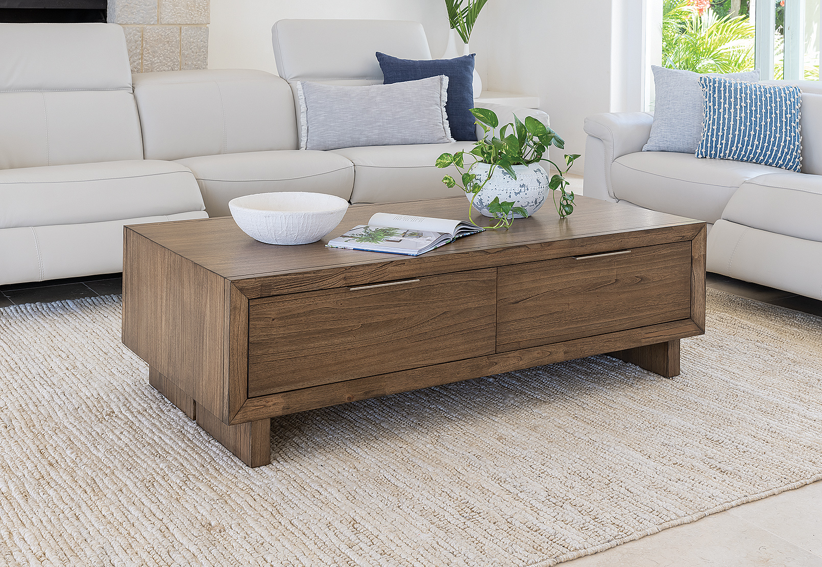 LIGHT WALNUT SORVINO 2 Drawer Coffee Table Amart Furniture