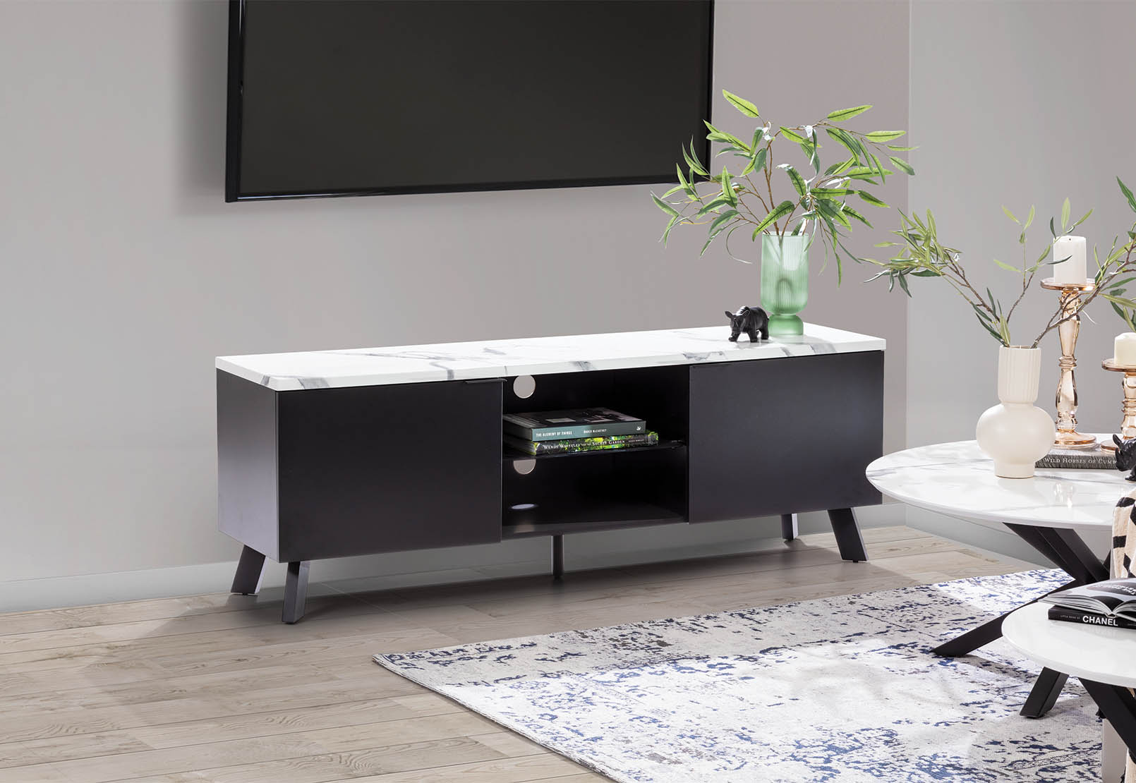 WHITE MARBLE ARABELLA Entertainment Unit Amart Furniture