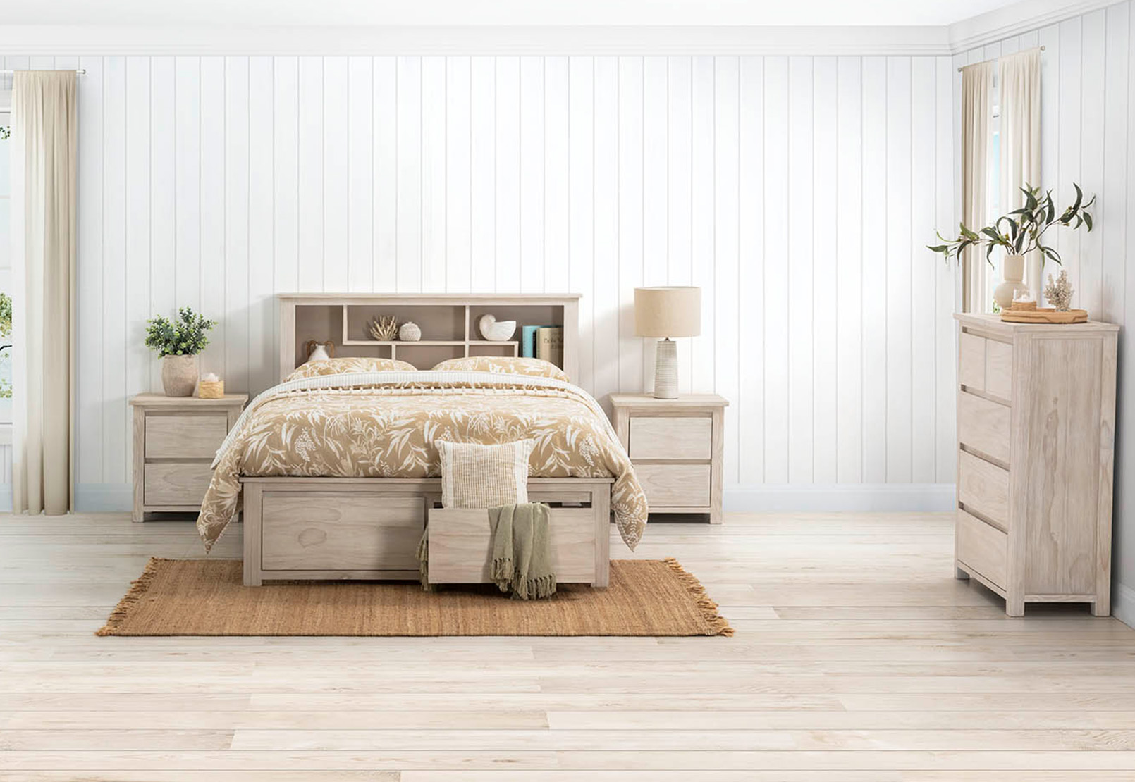 WHITE WASH GALENE Piece Queen Tall Chest Bedroom Suite