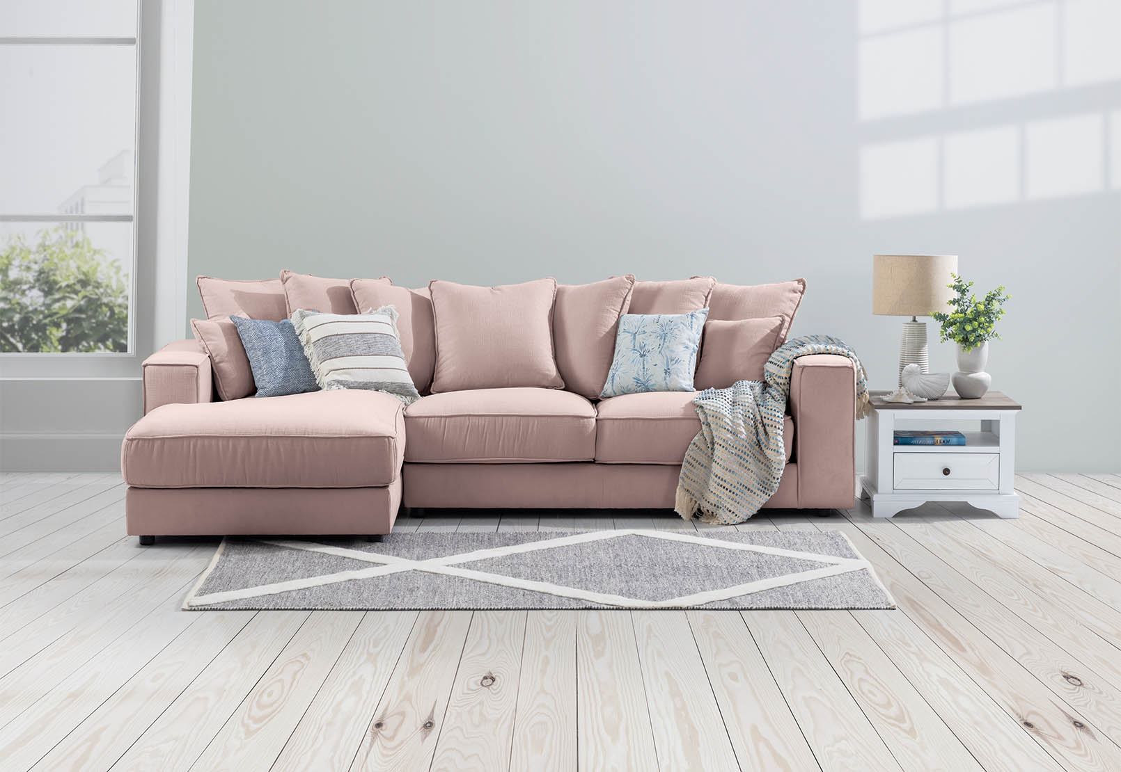 LILAC AIMEE Fabric 3 Seat LHF Chaise