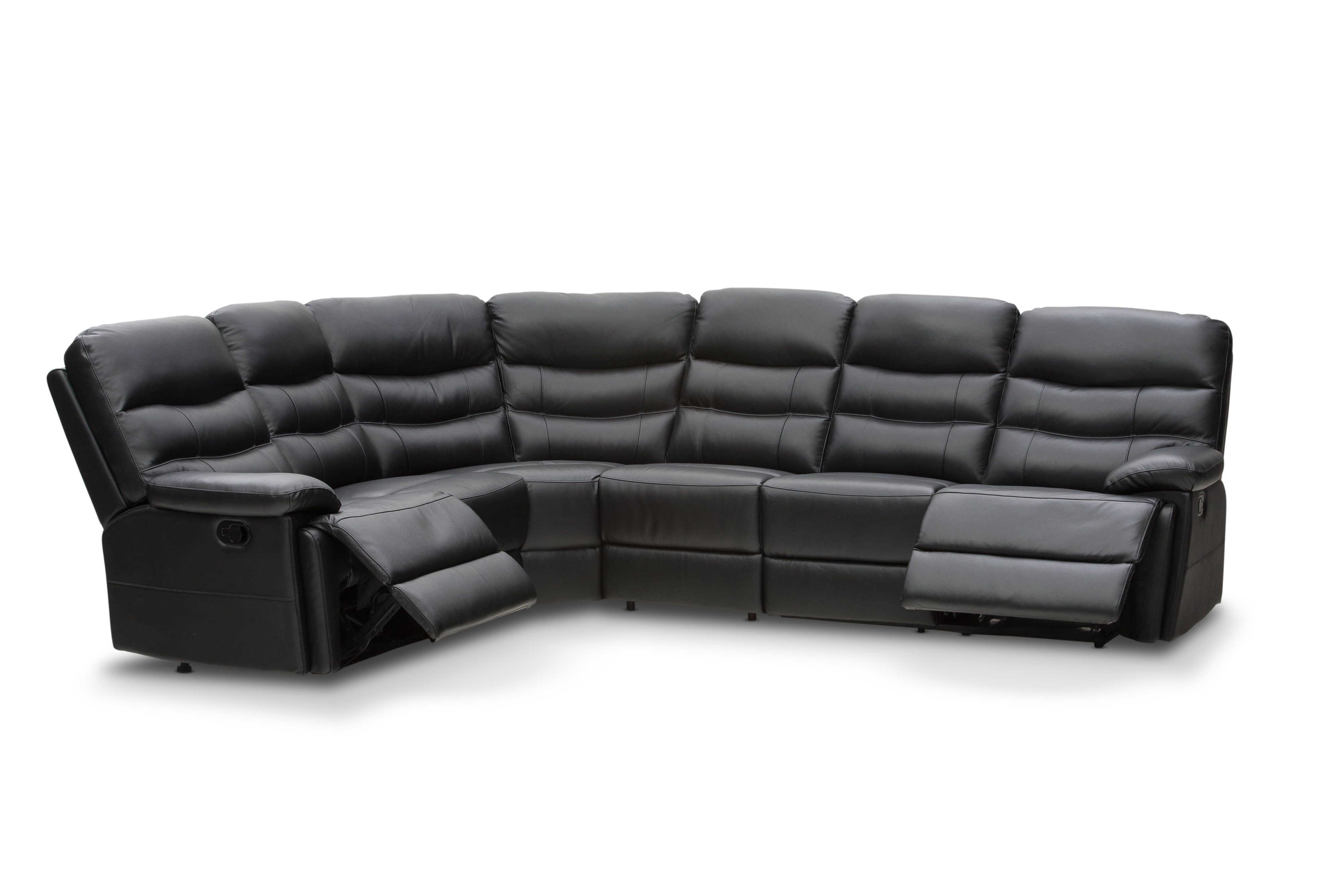 BLACK THEODORE Leather Corner Lounge Amart Furniture
