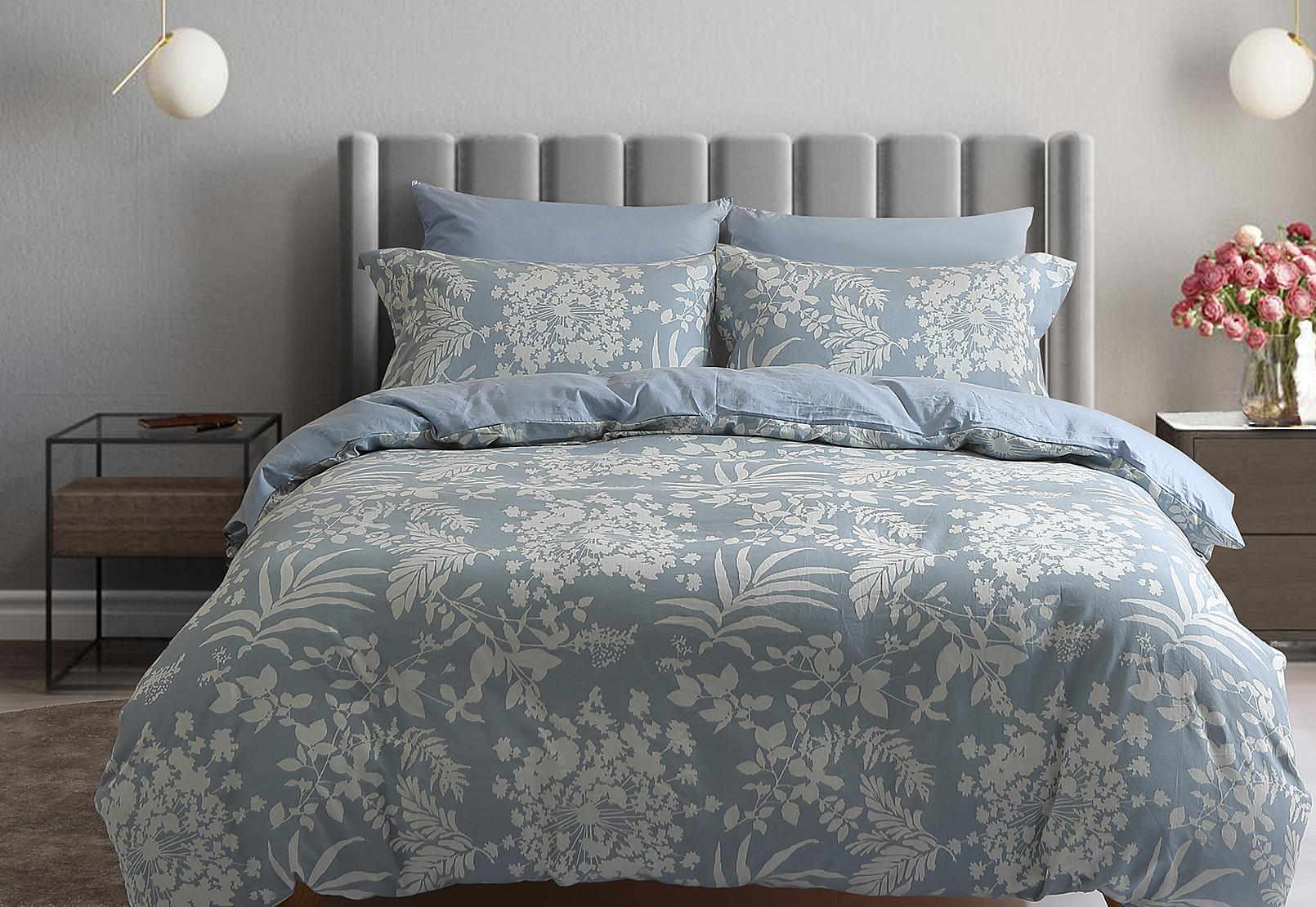 LIGHT BLUE ACACIA King Quilt Cover Set Amart Furniture