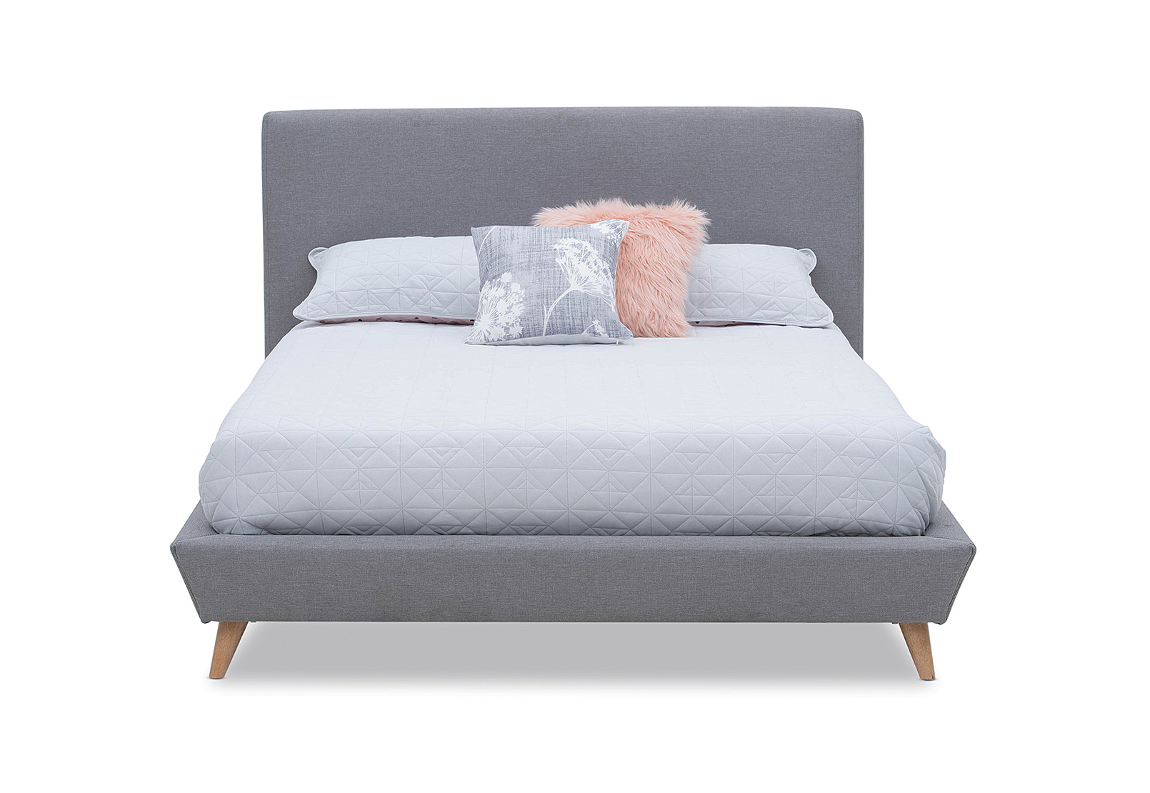 LIGHT GREY DANVILLE Queen Fabric Bed Amart Furniture